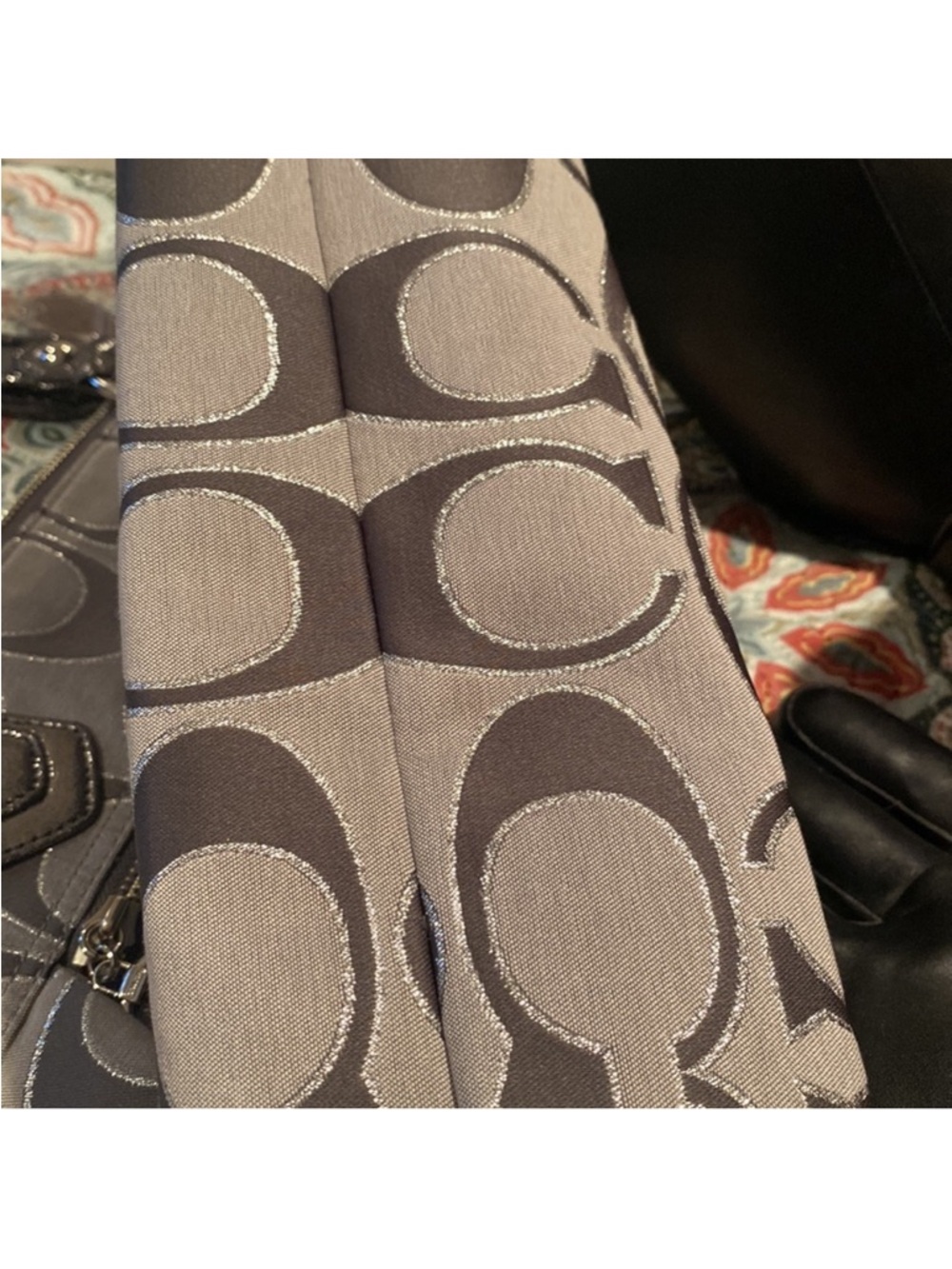Coach Poppy Signature Glam Silver Tote - Picture 4 of 9